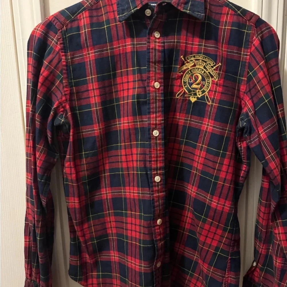Ralph Lauren Wool Blend Tartan Plaid Button Down Shirt